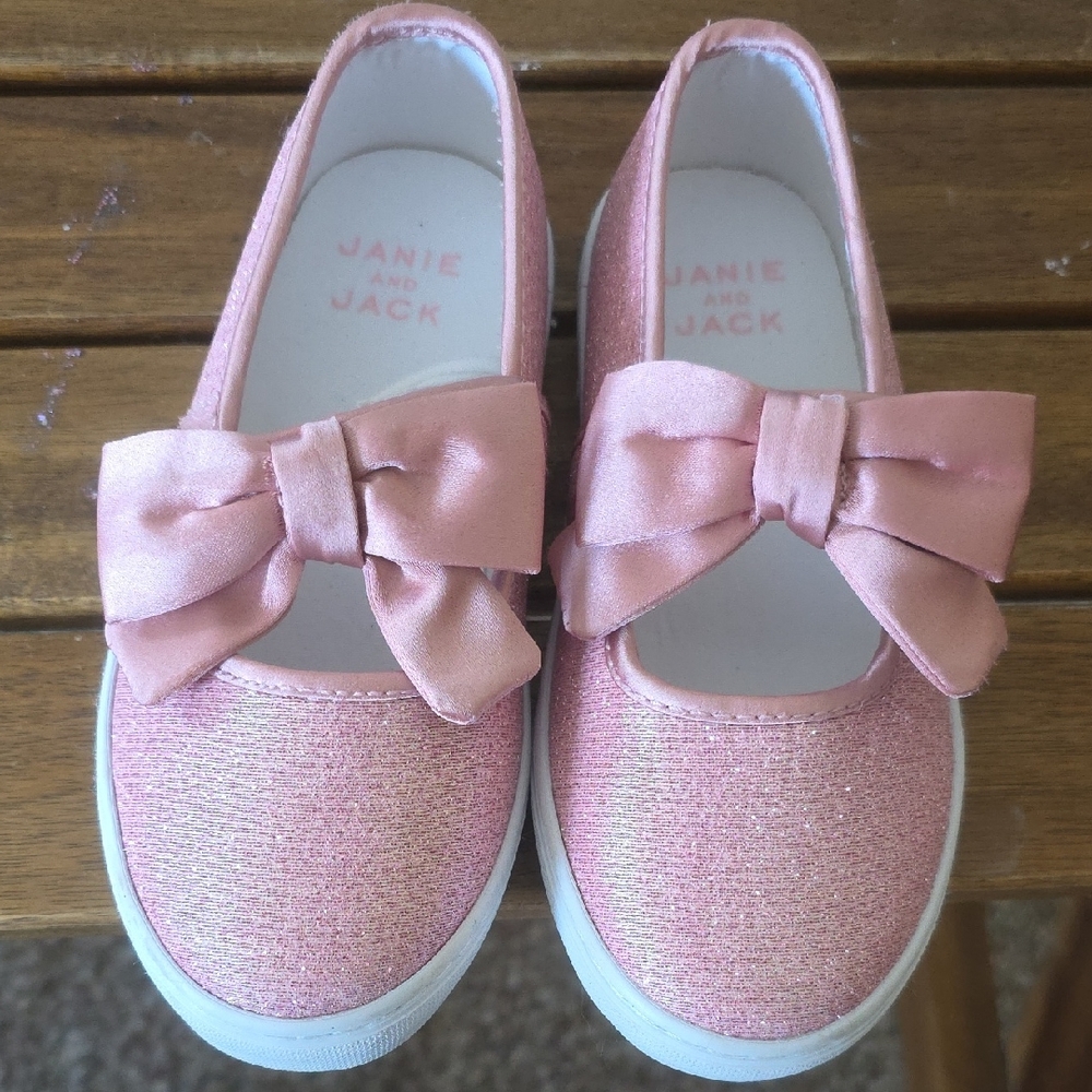 Janie and Jack Sparkly Pink Bow Shoes